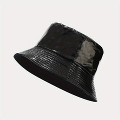 Unisex Candy Bucket Hat Leather Waterproof Fisherman Cap