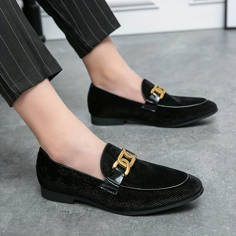 Men's Vintage Loafer Shoes Slip on Loafers With Golden Buckle