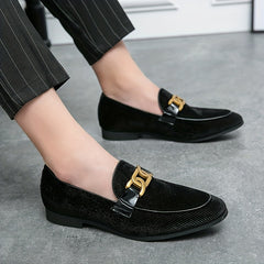 Men's Vintage Loafer Shoes Slip on Loafers With Golden Buckle