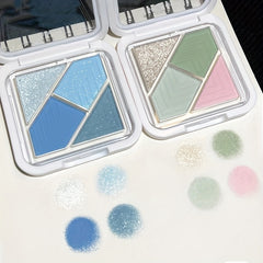 Portable 4 Eyeshadow Palette Pink Summer Green Contrast Mini Pocket