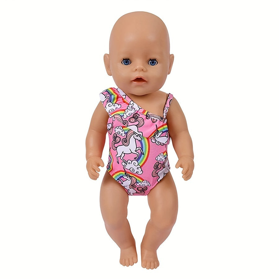 Rainbow Print Baby Doll Swimsuit for 14-18 Inch Dolls