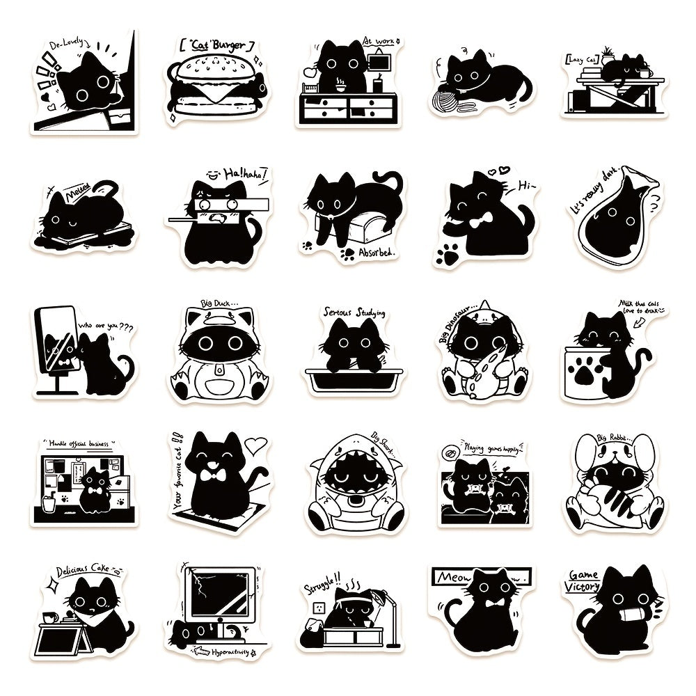 50pcs Cartoon Cat Series Graffiti Stickers Set - DIY Creative Toys
