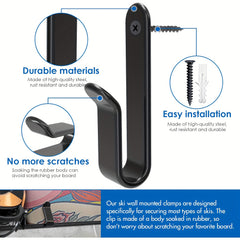 2pcs Snowboard Wall Mount Clip Snowboard Storage Hook