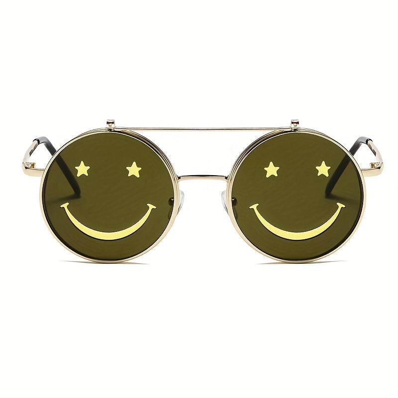 Retro Smile Face Sun Protection Sunglasses for Boys Girls Teens