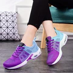 Women's Breathable Knit Running Shoes Casual Lace Up Outdoor Shoes