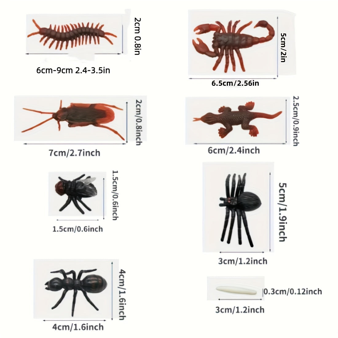 10pcs Adult Novelty Toys Simulation Insects Cockroaches Geckos etc