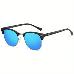 Retro Semi Rimless Polarized Men's Driving Sunglasses UV Protection