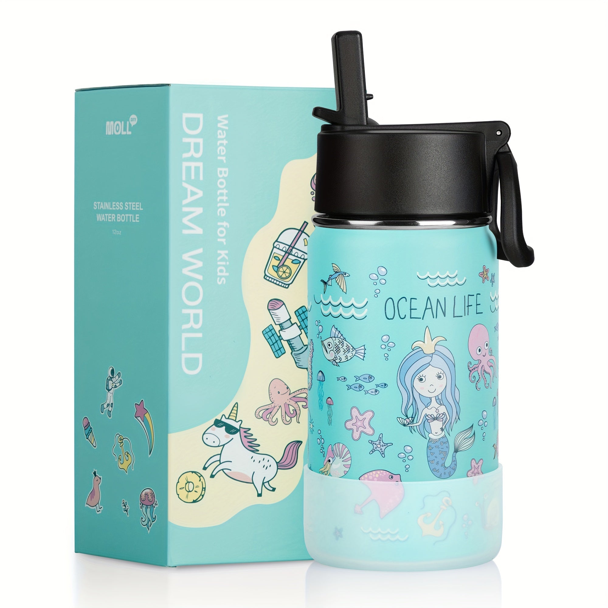 Mollcity 12oz Stainless Steel Vacuum Water Bottle
