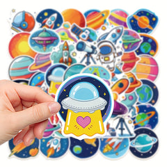 50pcs Cartoon Space Stickers for DIY Projects - Rocket Astronaut Stickers