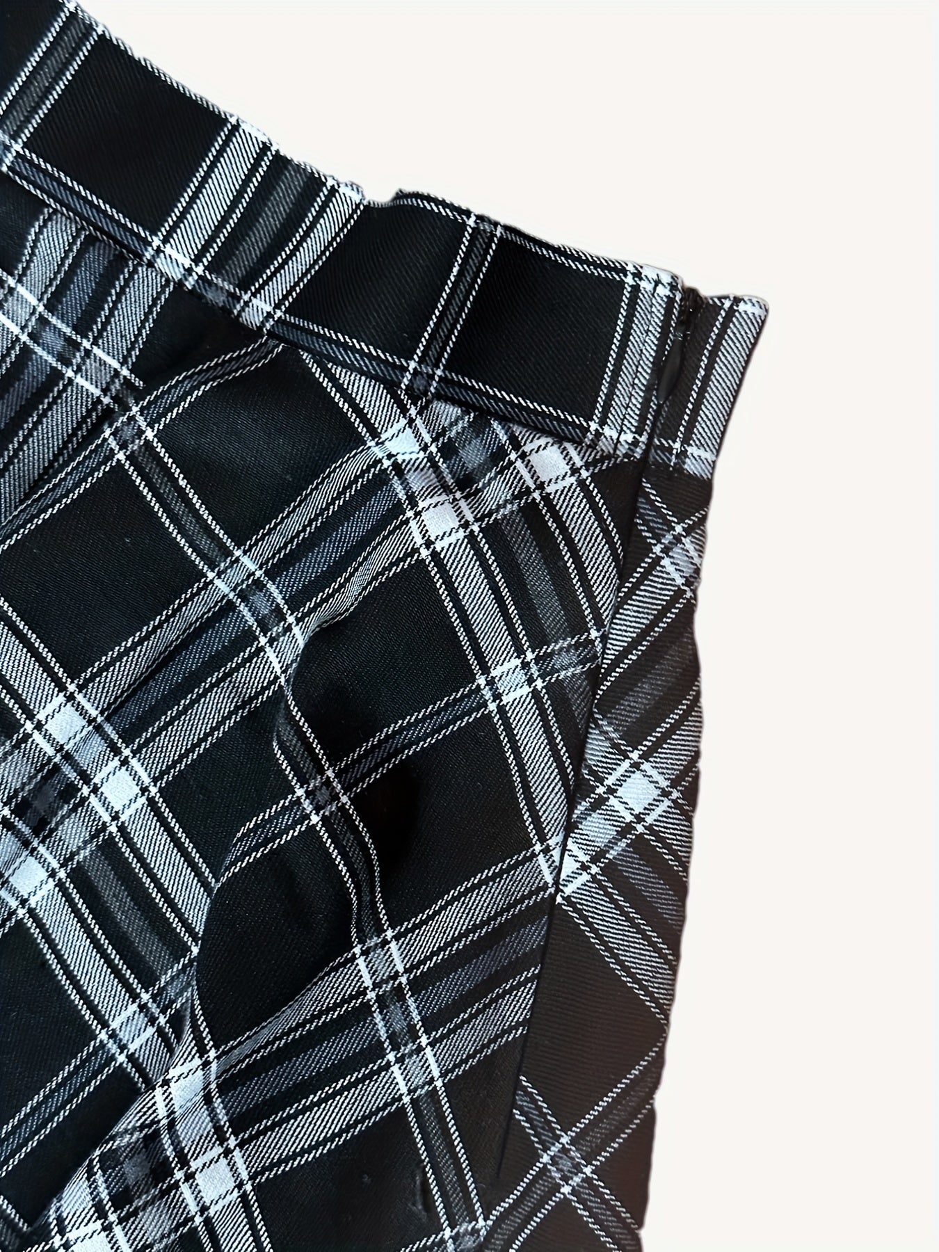 Plaid Print Mini Skirts Casual Ruched Comfy Daily Skirts