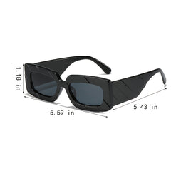 Rectangle Stripe Embossed Sunglasses Thick Temple Classic Eyeglasses