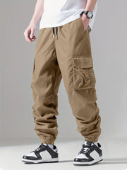 Men's Casual Cargo Pants with Drawstring, Spring/Fall Outdoor Joggers