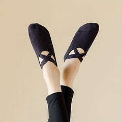 2 Pairs Cross Cut Out Ankle Socks for Yoga Pilates