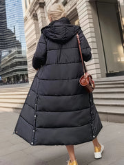Long Puffer Coat Over The Knee Hooded Jacket Women's Clothing
