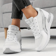 Women's Mesh Sneakers Lace Up Platform Shoes Comfortable Wedge Heels