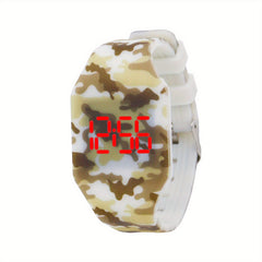 Teen Casual Digital Screen Silicone Watchband Multifunctional Electronic Watch