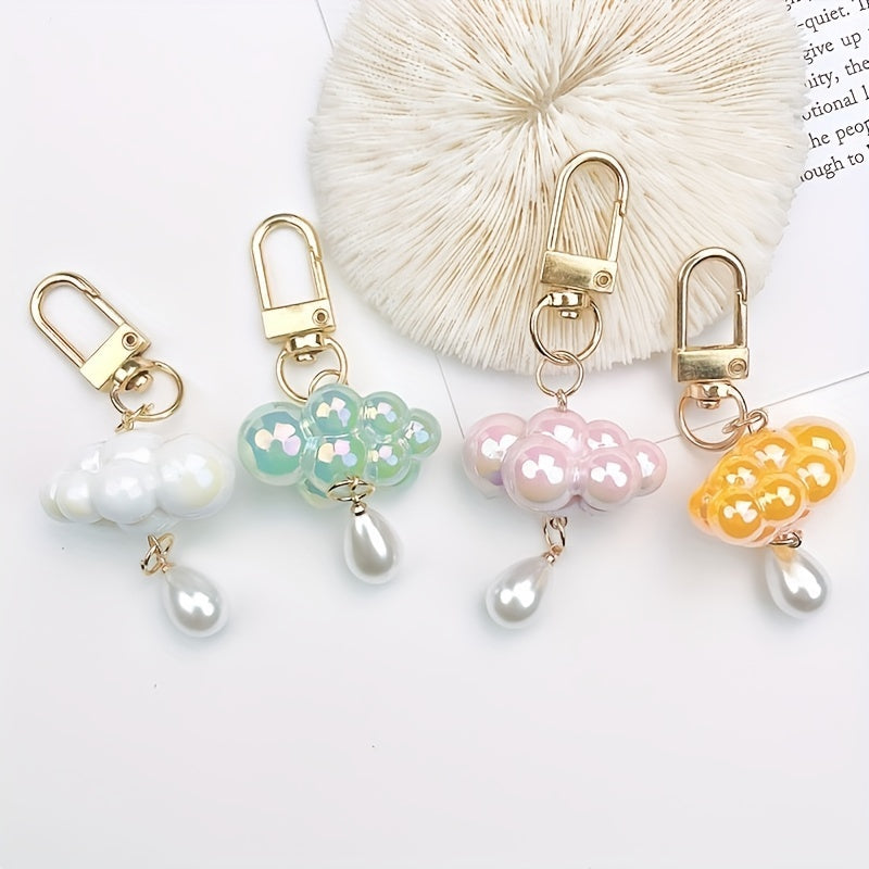 4pcs Cloud Pearl Keychain Bag Purse Pendant Birthday Gift