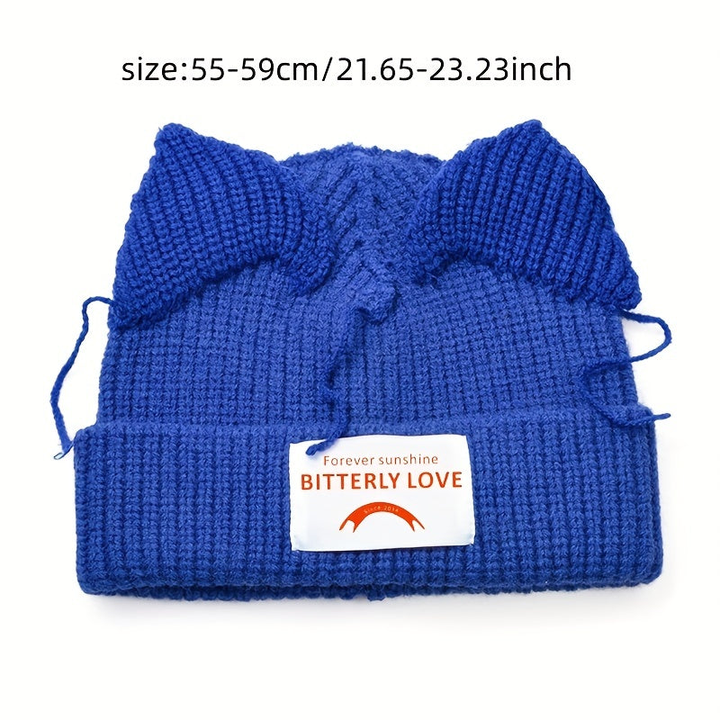 Cat Ears Knit Beanie Hat Unisex Winter Warm Slouch Ski Cap