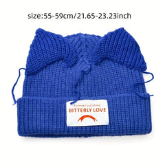 Cat Ears Knit Beanie Hat Unisex Winter Warm Slouch Ski Cap