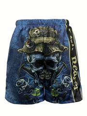 Halloween Skull Pattern Men's Casual Stretch Shorts