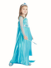 Girls Princess Dress Sequined Mesh Long-sleeved Costume For Queen Cosplay
