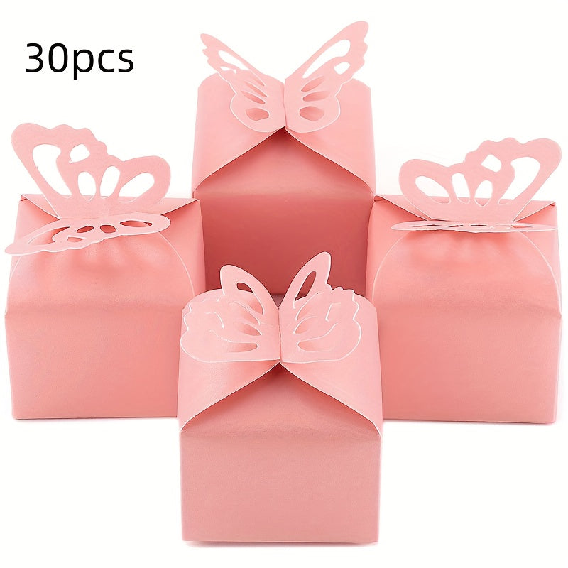 30pcs Purple Butterfly Favor Boxes Girl Baby Shower Butterfly Candy Box
