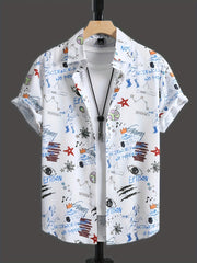 Men's Cartoon Print Button Up Shirt