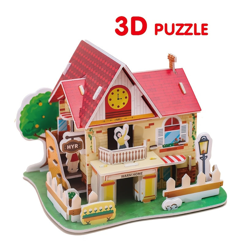 Warm Cottage 3D Model Puzzle DIY Toy Christmas Thanksgiving Gift