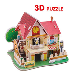 Warm Cottage 3D Model Puzzle DIY Toy Christmas Thanksgiving Gift