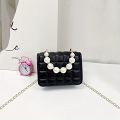 Girls Shoulder Bag with Faux Pearl Handle Handbag