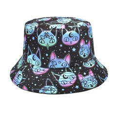 Y2K Anime Print Bucket Hat Halloween Monster Fisherman Cap