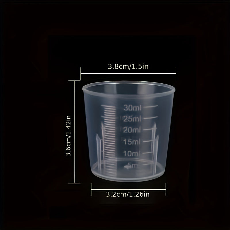 20pcs Plastic Measuring Cup Graduated Cup, Small & Transparent, 10-200ml
