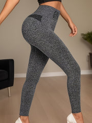 Letter Pattern Slimming Yoga Pants Tummy Control High Waist Yoga Leggings