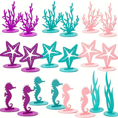 2pcs Mermaid Birthday Decorations Felt Table Centerpiece Under The Sea Party