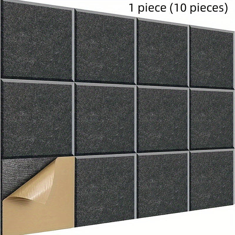 10pcs Adhesive Soundproof Panel 29x29x1.02cm High Density Wall Stickers