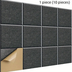 10pcs Adhesive Soundproof Panel 29x29x1.02cm High Density Wall Stickers