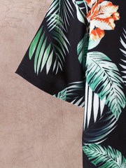 Boys Flower & Leaf Print Shirt & Shorts Set Kids Summer Clothes