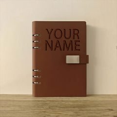 Personalized A5 PU Leather Notebook Embossed Name Glossy Finish 5 Colors