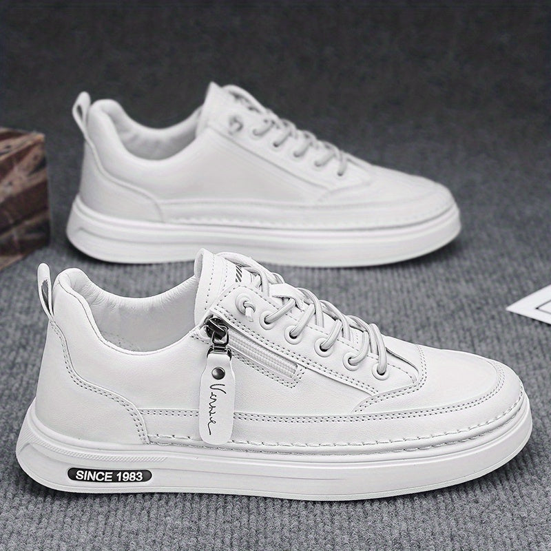 Men's Lace up Sneakers Side Zipper Casual Walking Shoes Breathable Skate Shoes