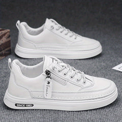 Men's Lace up Sneakers Side Zipper Casual Walking Shoes Breathable Skate Shoes