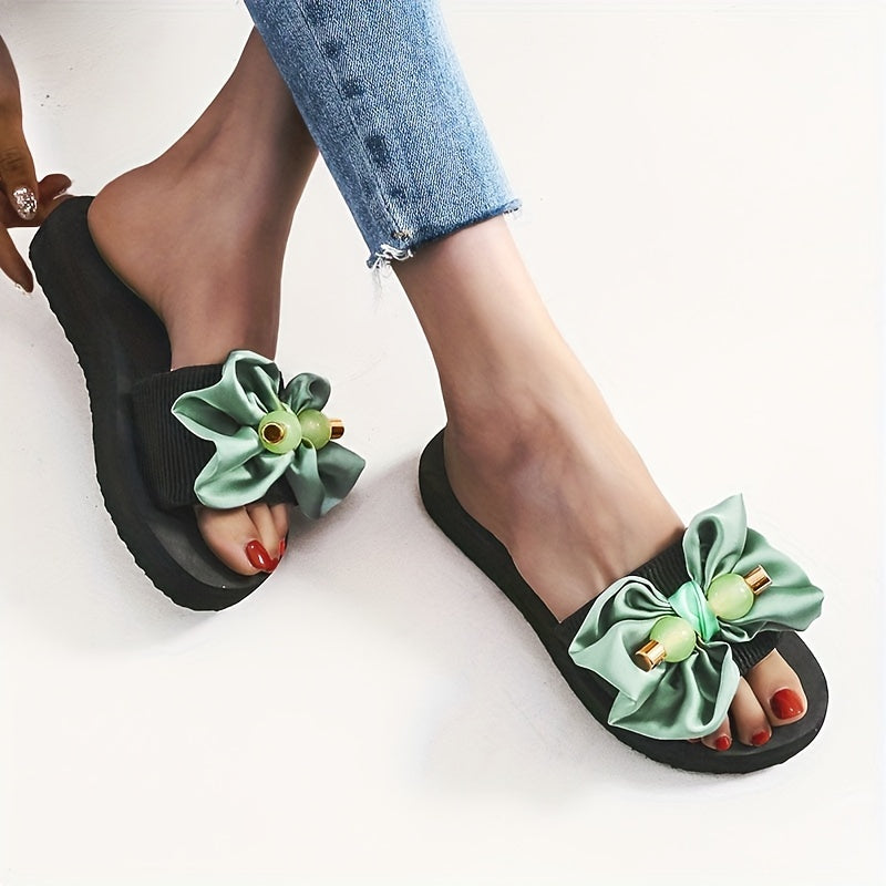 Bowknot Open Toe Slippers Lightweight Sandals