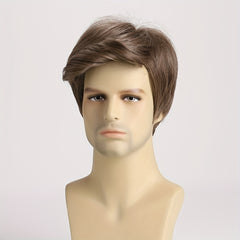 Men's Brown Short Curly Wig for Daily Wear