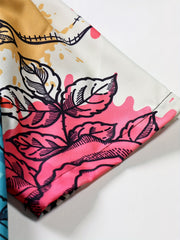 Skeleton And Rose Pattern Hawaiian Shirt