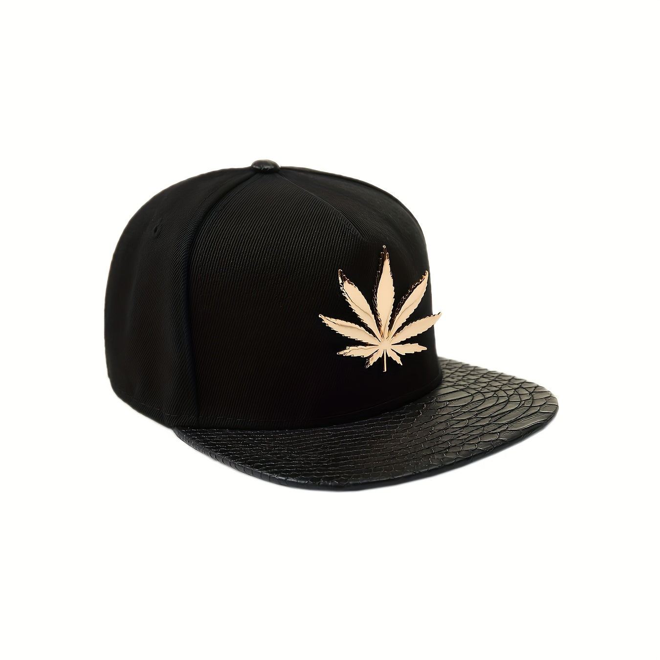 Men's Hip Hop Baseball Cap Street Dance Hat Punk Wind Metal Hemp Leaves Pattern