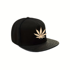 Men's Hip Hop Baseball Cap Street Dance Hat Punk Wind Metal Hemp Leaves Pattern