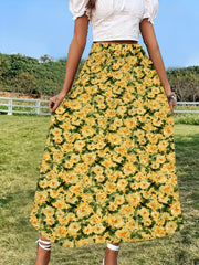 Floral Print Elastic Waist Skirt for Women