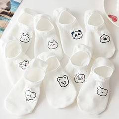 9 Pairs Animal Print Socks Cartoon Design Women's Stockings