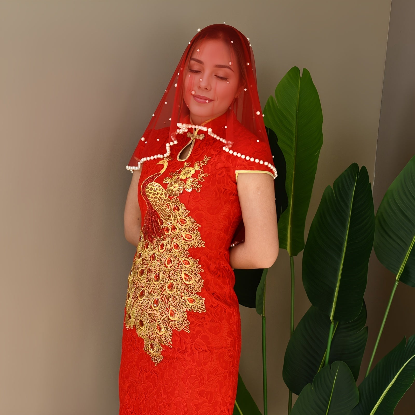 Romantic Bridal Veil with Trim & Sparkling Embellishments