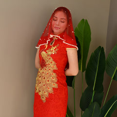 Romantic Bridal Veil with Trim & Sparkling Embellishments