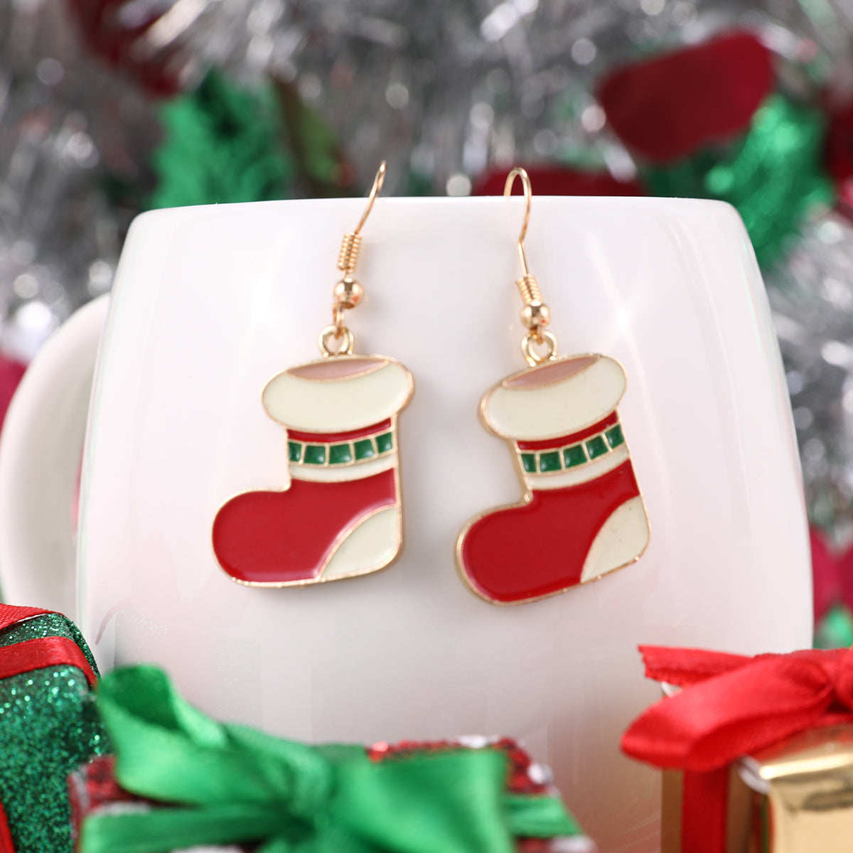 Christmas Series Alloy Pendant Earrings Kids